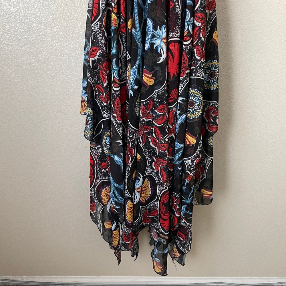 Alice + Olivia Dress Womens Size 2 Kora Floral Baroque Handkerchief Layered Maxi - Picture 6 of 13